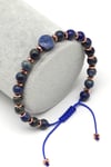 Lapis Lazuli Doğal Taş Makrome Örme Bileklik Küre Kesim - BMK-603