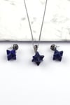 Lapis Lazuli Doğal Taş Merkaba Kolye - Küpe 2'li Set