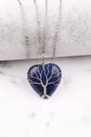 Lapis Lazuli Doğal Taş Tel Sarmalı Kalp Kolye