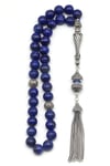 Lapis Lazuli Doğal Taş Tesbih 925 Ayar Gümüş 10 mm Küre Kesim