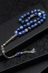 Lapis Lazuli Doğal Taş Tesbih 925 Ayar Gümüş 8 mm Küre Kesim