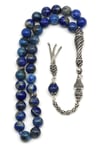 Lapis Lazuli Doğal Taş Tesbih 925 Ayar Gümüş 8 mm Küre Kesim