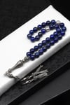Lapis Lazuli Doğal Taş Tesbih 925 Ayar Gümüş 8 mm Küre Kesim