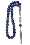 Lapis Lazuli Doğalt Taş 925 Ayar Gümüş Tesbih 10 mm Küre Kesim