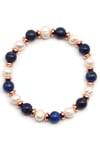 Lapis Lazuli-İnci Doğal Taş Bileklik 8 mm Küre Kesim - BLK-2264