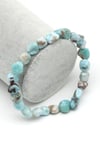 Larimar Doğal Taş Bileklik 6 x 8 mm Özel Kesim