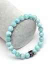 Larimar Doğal Taş Zirkon Aparatlı Bileklik 8 mm Küre Kesim