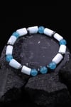 Larimar - Mavi Kuvars - Hematit Doğal Taş Tasarım Bileklik