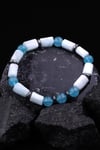 Larimar - Mavi Kuvars - Hematit Doğal Taş Tasarım Bileklik