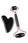 Obsidyen Doğal Taş 2'li Özel Kutulu Set Face Roller + Gua Sha Masaj Taşı
