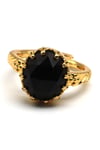 Obsidyen Doğal Taş Ayarlanabilir Gold Renkli Yüzük - YZK-0195