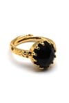 Obsidyen Doğal Taş Ayarlanabilir Gold Renkli Yüzük - YZK-0195