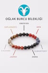 Oğlak Burcu Taşlarından Oluşan Doğal Taş Bileklik 8 mm Küre Kesim - Burç Bilekliği