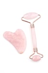 Pembe Kuvars Doğal Taş 2’li Özel Kutulu Set Face Roller + Gua Sha Masaj Taşı