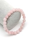 Pembe Kuvars Doğal Taş Bileklik 8 mm Fasetli Küre Kesim - BLK-2141