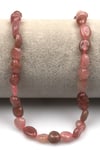 Pembe Kuvars Doğal Taş Dizi 7 x 11 mm Mercimek Kesim - DZ-1223