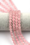 Pembe Kuvars Doğal Taş Dizi 8 mm Fasetli Küre Kesim