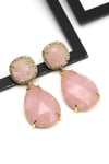 Pembe Kuvars Doğal Taş Sallantılı Küpe - KP-0270
