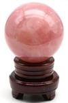Pembe Kuvars Doğal Taş Standlı Küre