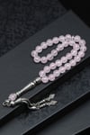 Pembe Kuvars Doğal Taş Tesbih 8 mm Küre Kesim TSB-0585