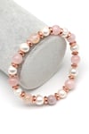 Pembe Kuvars-İnci Doğal Taş Bileklik 8 mm Küre Kesim - BLK-2262