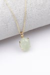 Prehnite Doğal Taş 925 Ayar Gümüş Gold Renkli Kolye