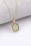 Prehnite Doğal Taş 925 Ayar Gümüş Gold Renkli Kolye