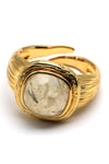 Prehnite Doğal Taş Ayarlanabilir Gold Renkli Yüzük - YZK-0176