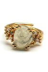 Prehnite Doğal Taş Ayarlanabilir Gold Renkli Yüzük - YZK-0206