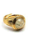 Prehnite Doğal Taş Ayarlanabilir Gold Renkli Yüzük - YZK-0176