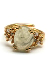 Prehnite Doğal Taş Ayarlanabilir Gold Renkli Yüzük - YZK-0206