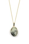Prehnite Doğal Taş Gold Renkli Kolye