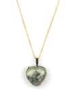 Prehnite Doğal Taş Gold Renkli Kolye
