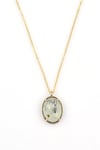 Prehnite Doğal Taş Gold Renkli Kolye