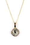 Prehnite Doğal Taş Gold Renkli Kolye
