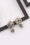Prehnite Doğal Taş Gold Renkli Küpe