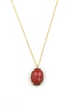 Red Jasper Doğal Taş Gold Renkli Kolye
