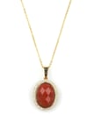 Red Jasper Doğal Taş Gold Renkli Kolye