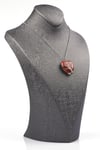 Red Jasper Doğal Taş Kalp Model Tel Sarmalı Kolye