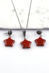 Red Jasper Doğal Taş Kolye - Küpe 2'li Set