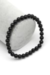 Shungite Doğal Taş Bileklik 6 mm Küre Kesim