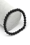 Shungite Doğal Taş Bileklik 6 mm Küre Kesim