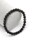 Silver Obsidyen Doğal Taş Bileklik 6 mm Küre Kesim