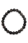 Silver Obsidyen Doğal Taş Bileklik 8 mm Küre Kesim
