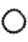 Silver Obsidyen Doğal Taş Bileklik 8 mm Küre Kesim