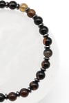 Siyah Akik Doğal Taş Makrome Örme Bileklik Küre Kesim