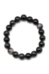 Slver Obsidyen Doğal Taş Bileklik 10 mm Küre Kesim - BLK-2511