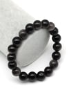 Slver Obsidyen Doğal Taş Bileklik 10 mm Küre Kesim - BLK-2511