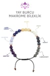 Yay Burcu Taşlarından Oluşan Doğal Taş Makrome Bileklik 6 mm Küre Kesim - Burç Bilekliği
