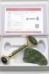 Yeşim Doğal Taş 2'li Özel Kutulu Sertifikalı Set Face Roller + Gua Sha Masaj Taşı - MSJ-0097